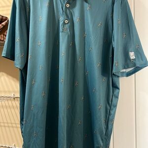 Huk Teal Polo Shirt with Pattern